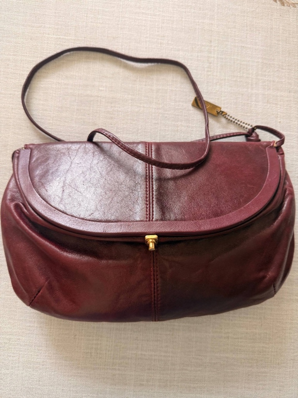Vintage Letisse Burgundy Leather Shoulder Bag